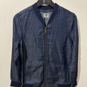 Navy blue women’s zipper bomber jacket - size M